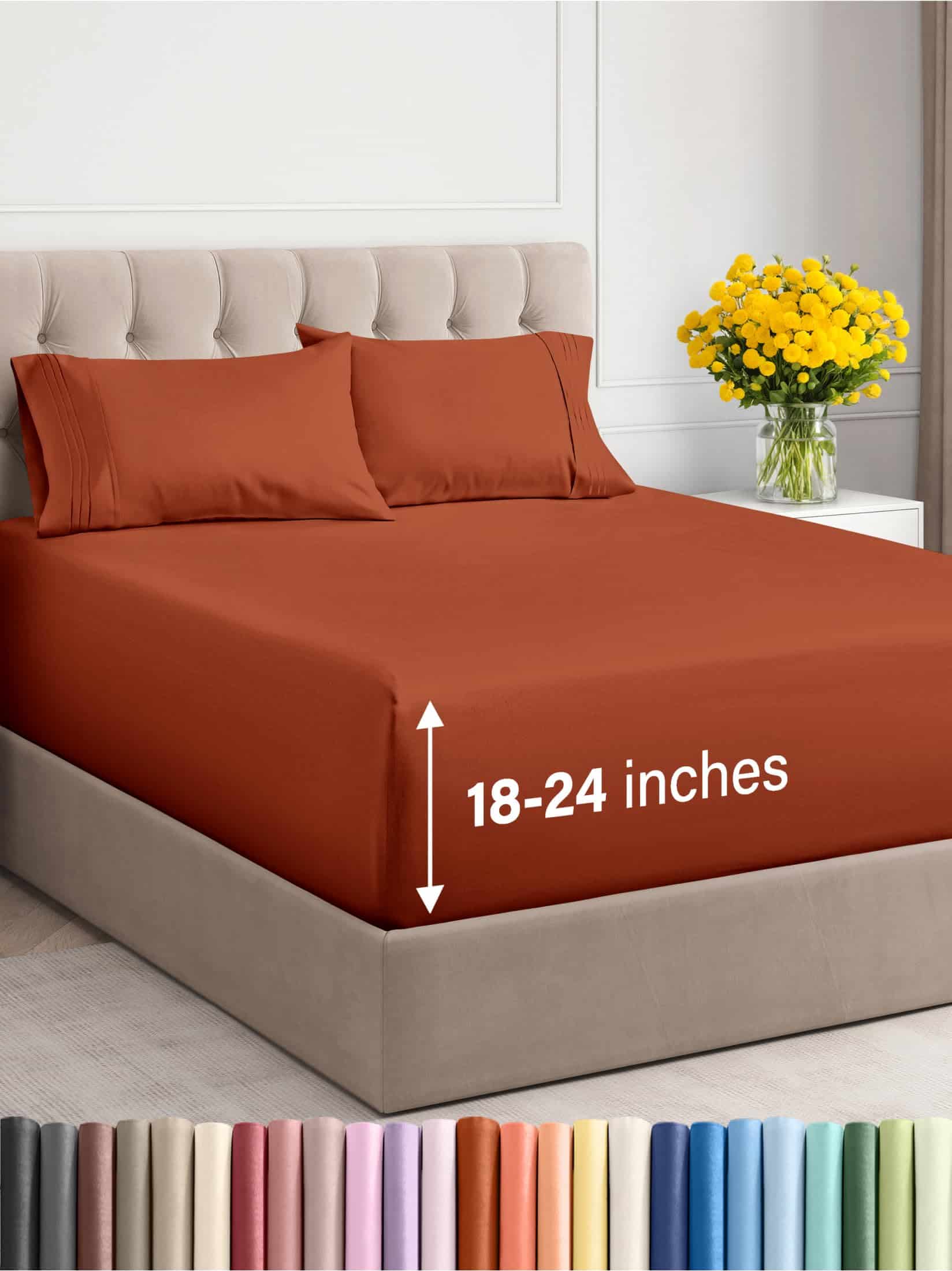 Juego de sábanas King de bolsillo extra -Terracota