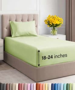 Juego de Sábanas Extra Profundas para Cama -Verde Salvia Cla