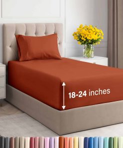 Juego de Sábanas Extra Profundas Twin -Terracota