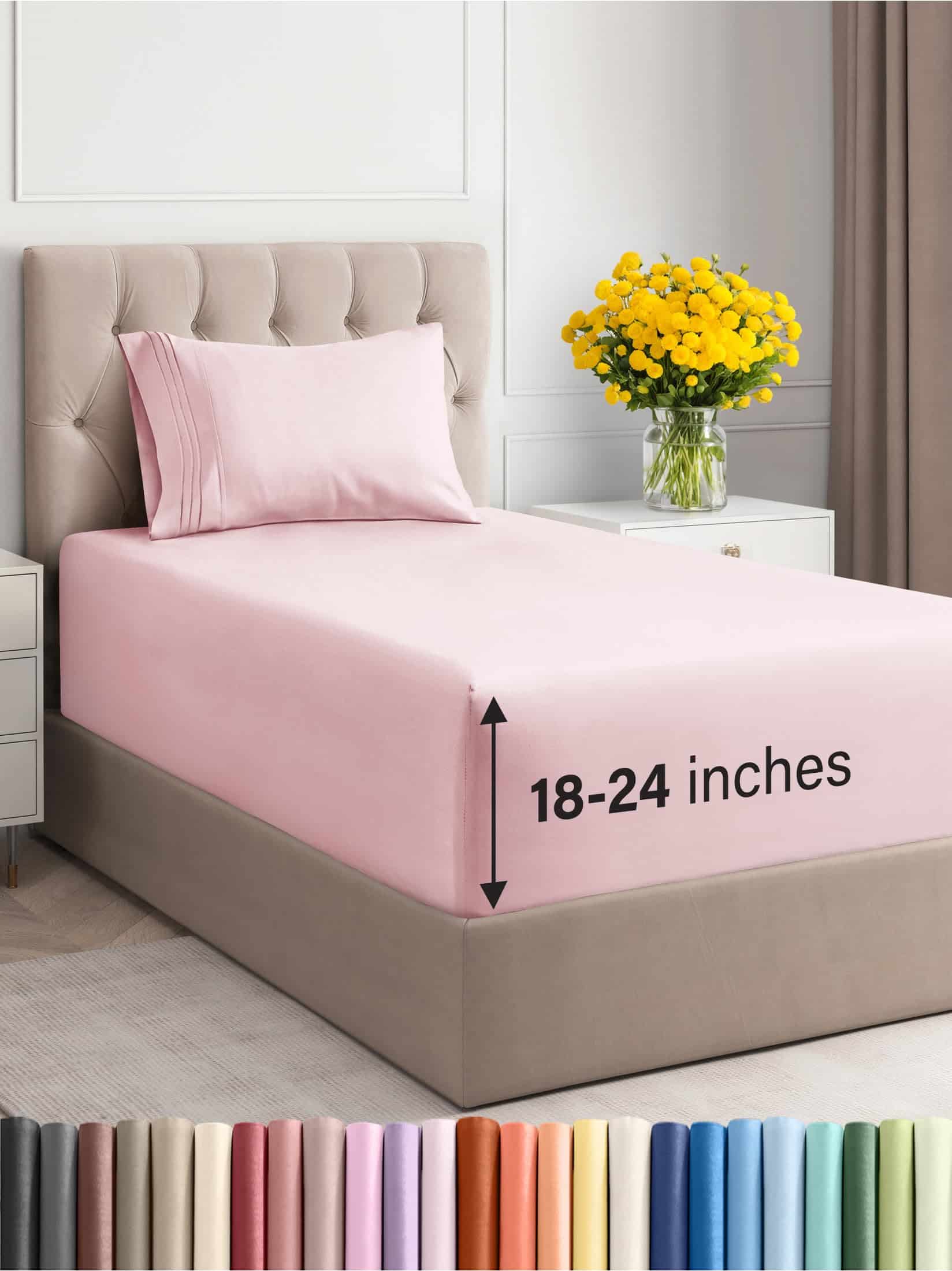 Juego de Sábanas Extra Profundas para Cama -Lila Rosa