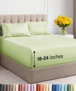 Juego de sábanas Extra Deep Pocket Cal -Verde Salvia Claro