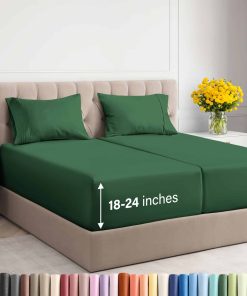 Juego de sábanas divididas Extra Deep Pocket -Verde esmerald