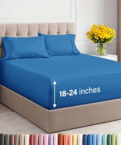 Juego de Sábanas Extra Profundas para Cama -Azul Royal