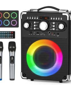Máquina de Karaoke HWWR con 2 Micrófonos Inalámbricos para