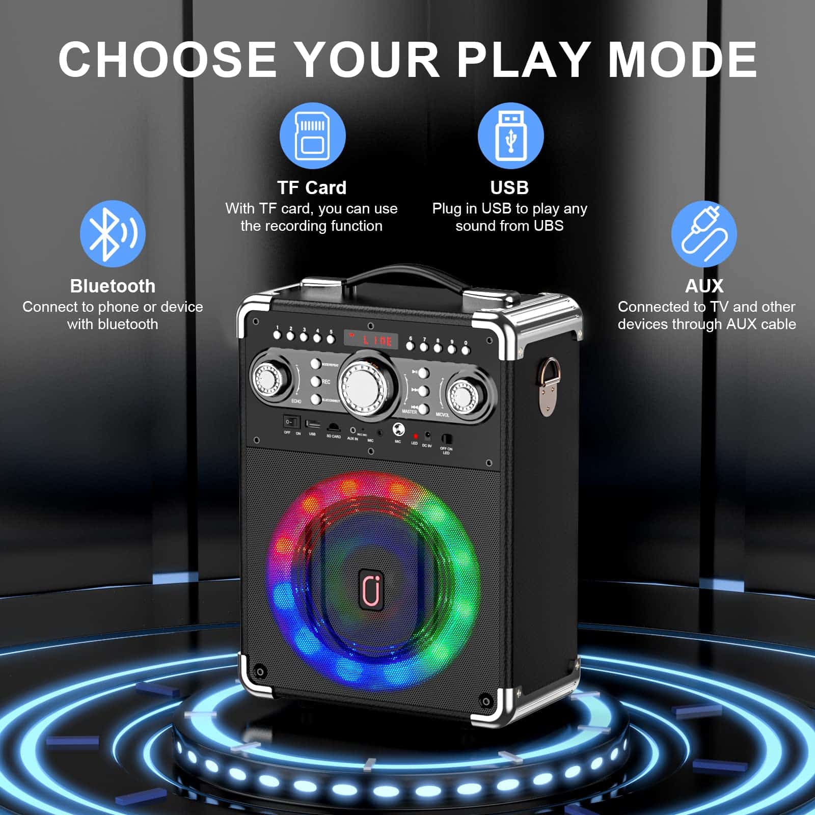 Máquina de Karaoke HWWR con 2 Micrófonos Inalámbricos para - Imagen 9