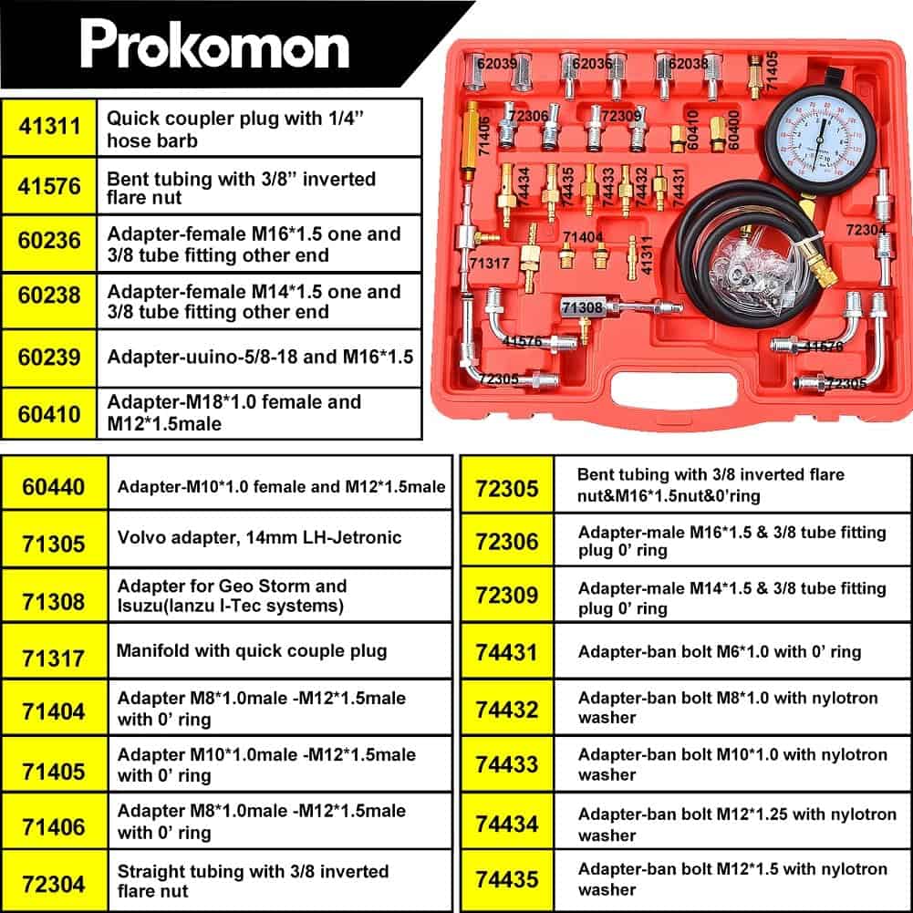 Medidor de presión de combustible Prokomon, Kit profesional - Imagen 4