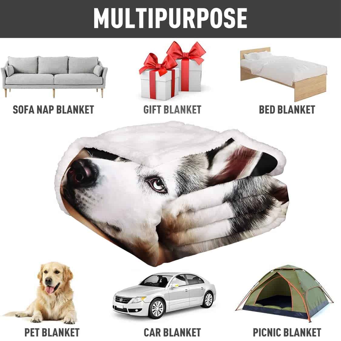 Manta de Sherpa SXCHEN para Sofá Cama Cálida -Husky - Imagen 7