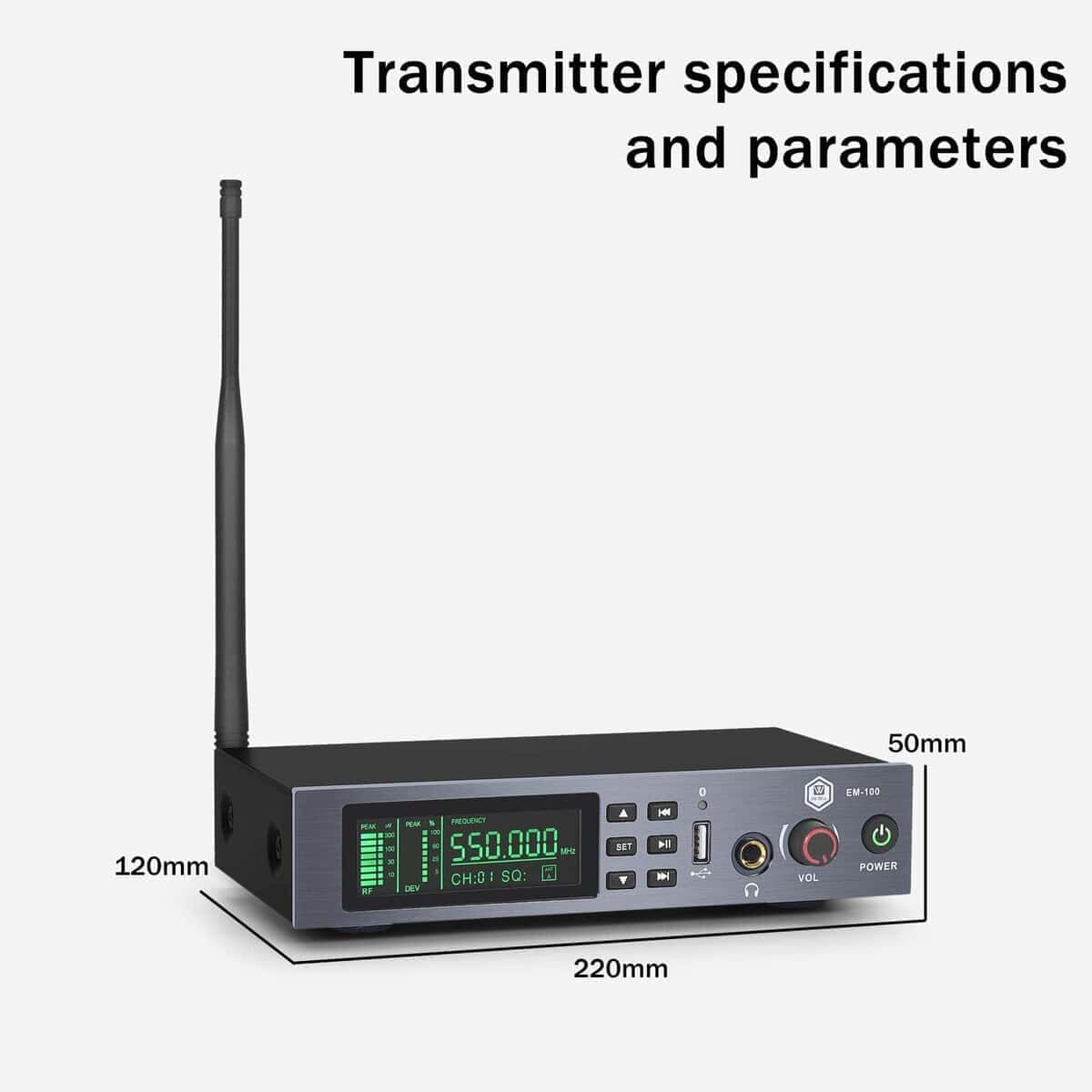 Sistema de monitoreo inalámbrico de oído W IN-MIX EM100 UHF - Imagen 9