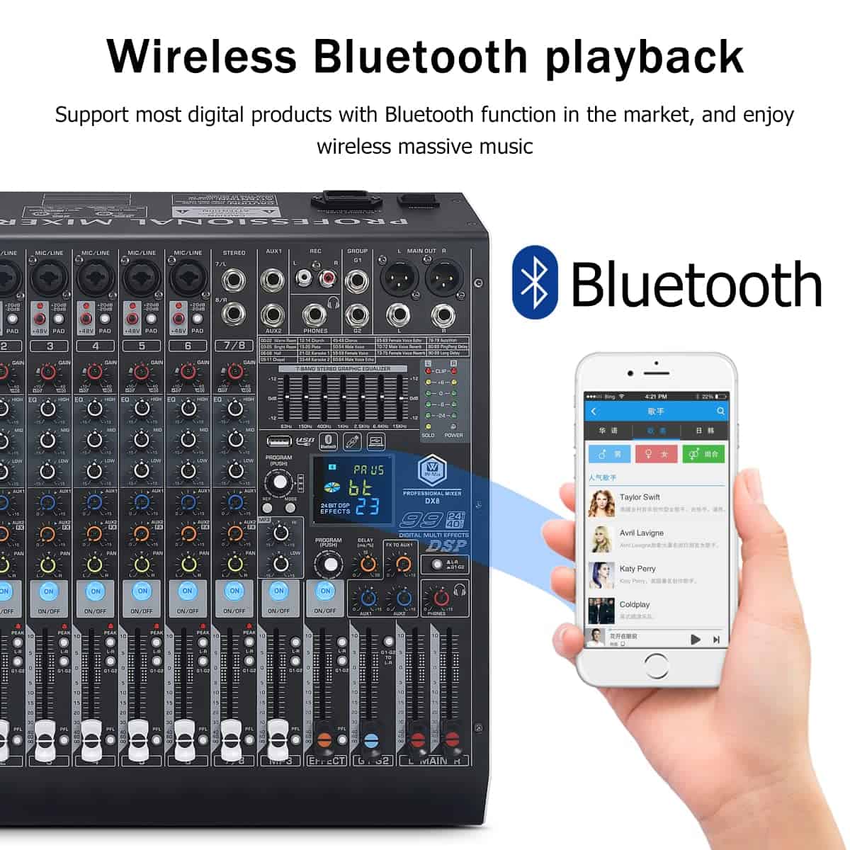 Mezclador de audio W IN-MIX DX8 Professional DJ de 8 - Imagen 6