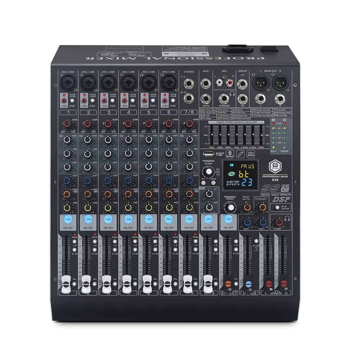 Mezclador de audio W IN-MIX DX8 Professional DJ de 8
