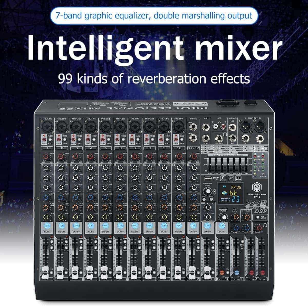 Mezclador de audio profesional W IN-MIX DX12 de 12 canales - Imagen 3