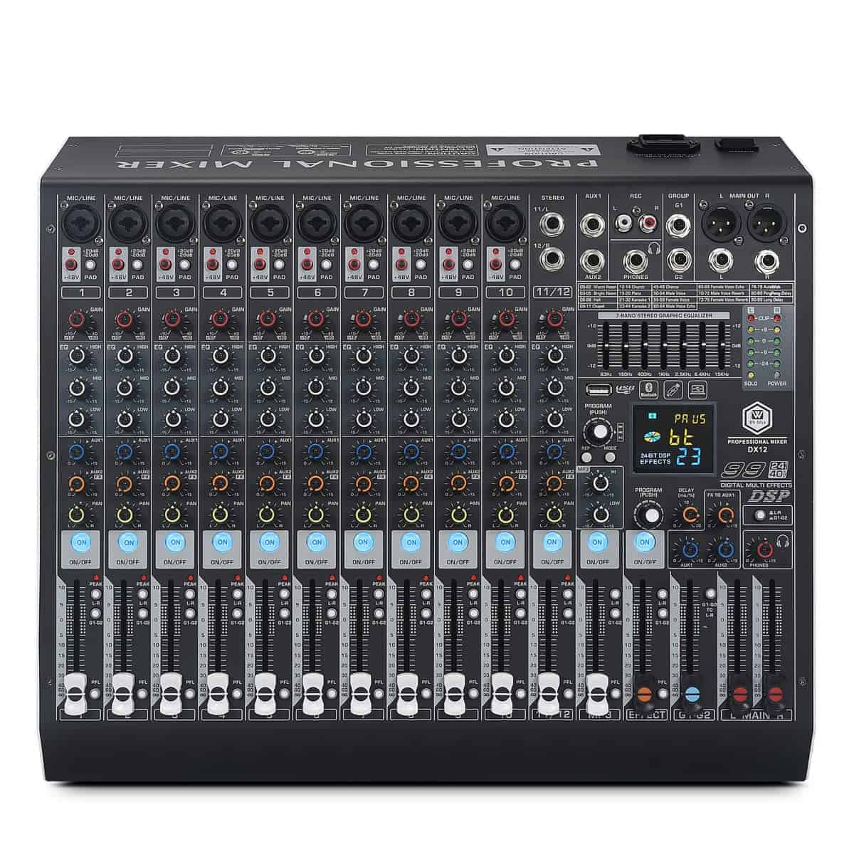 Mezclador de audio profesional W IN-MIX DX12 de 12 canales