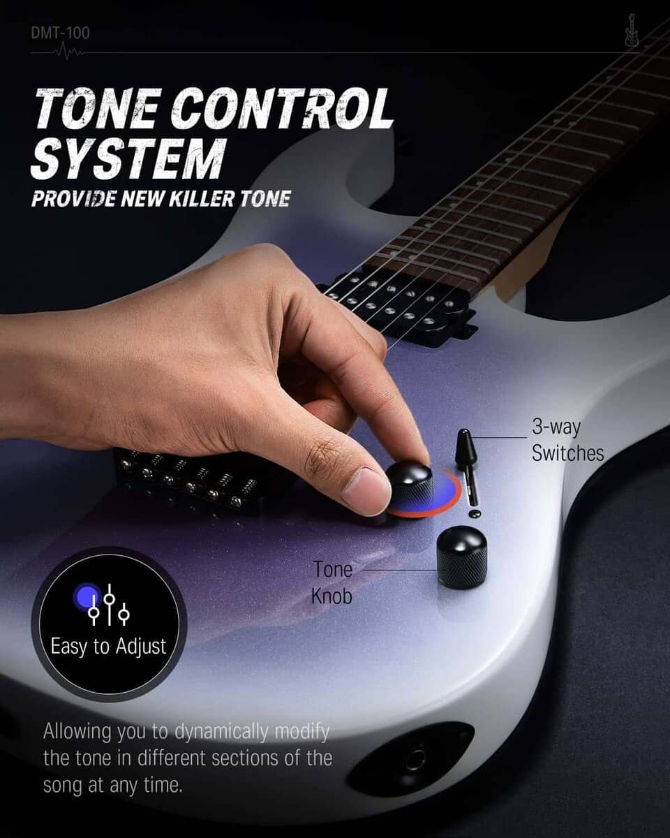 Guitarra eléctrica de cuerpo sólido Donner, 39 pulgadas Kit - Imagen 6