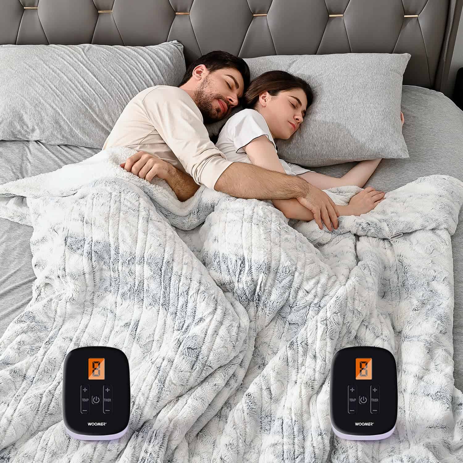 Manta Eléctrica King Size WOOMER 90"x 100", Piel Sintética