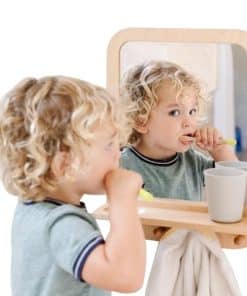 Espejo de Pared de Madera y Acrílico Montessori con Ganchos