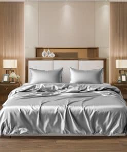 AL AHMEDANI LINEN Juego de sábanas de satén gris King -