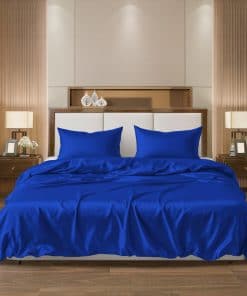 AL AHMEDANI LINEN Juego de sábanas de satén azul marino