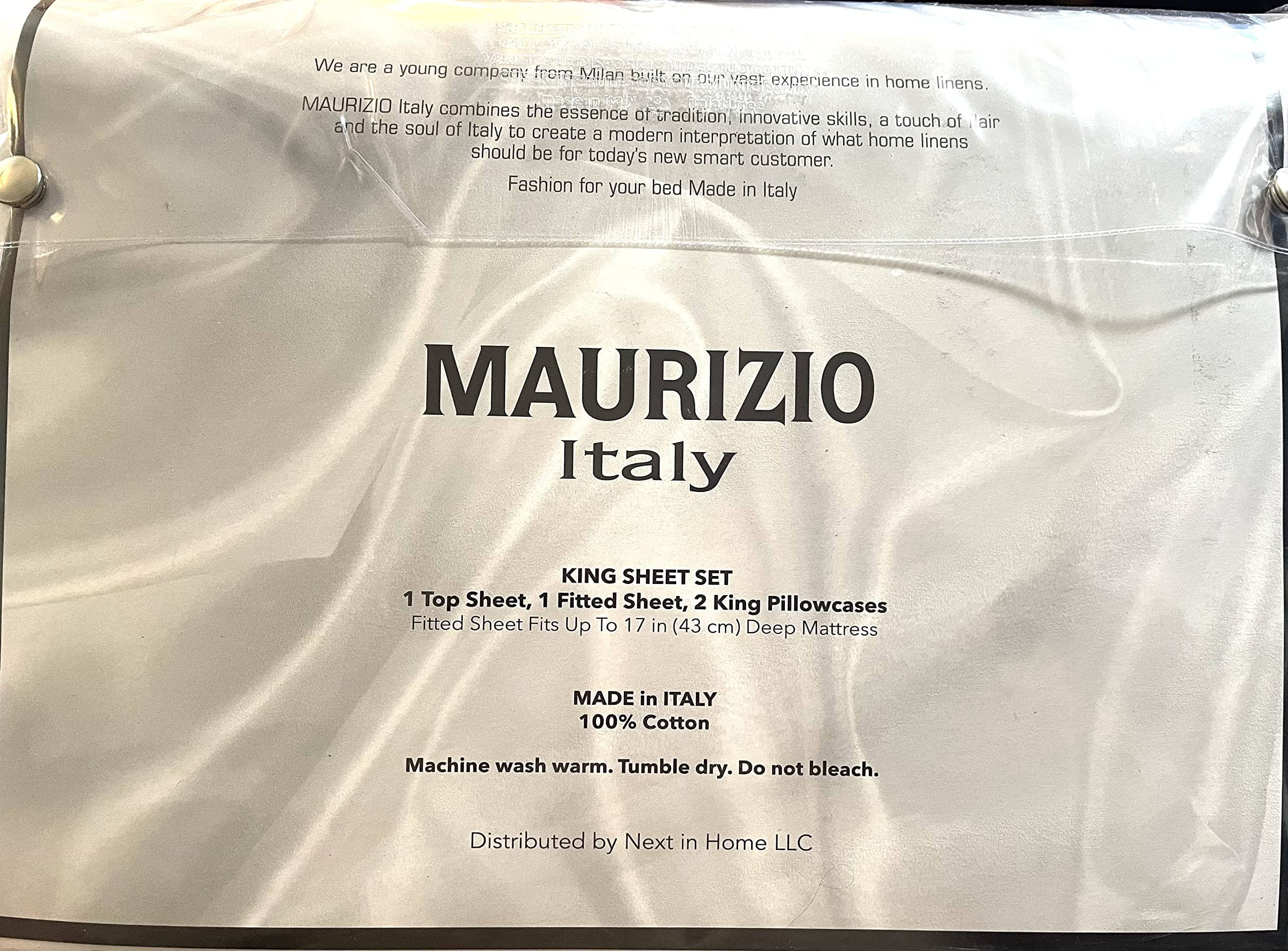 Juego de sábanas blancas Maurizio Italy de 4 piezas de 100% - Imagen 3