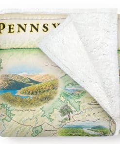 Manta de Franela con Mapa del Estado de Pennsylvania - Arte