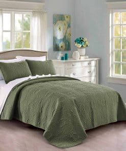 Juego de Colcha Pure Bedding Tamaño Completo/Queen Verde