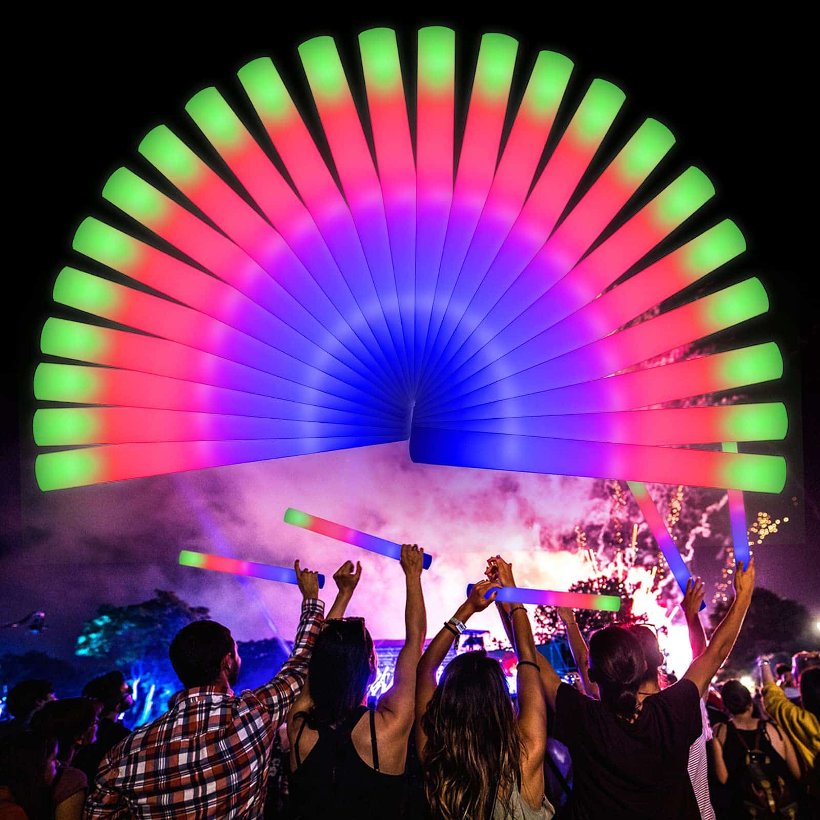LifBetter 56 Pcs Foam Glow Sticks Bulk, Varitas Luminosas