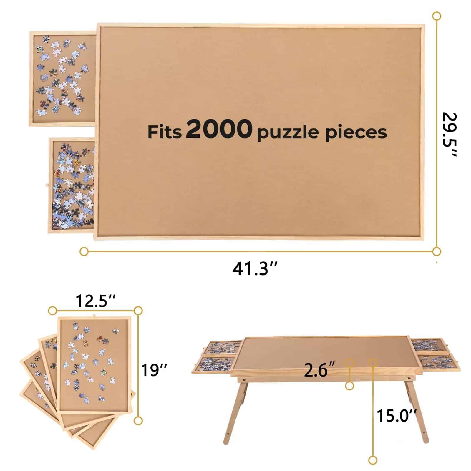 Mesa de Puzzle 2000 Piezas, Mesa de Puzzle con Cajones, - Imagen 4