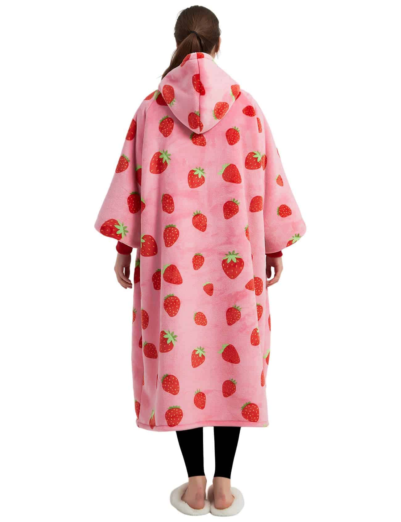 Manta con Capucha KFUBUO para Adulto de Fresa Sherpa Largo - Imagen 3