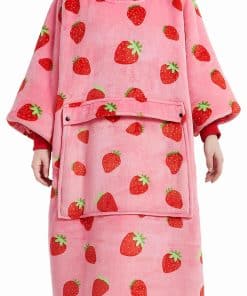 Manta con Capucha KFUBUO para Adulto de Fresa Sherpa Largo