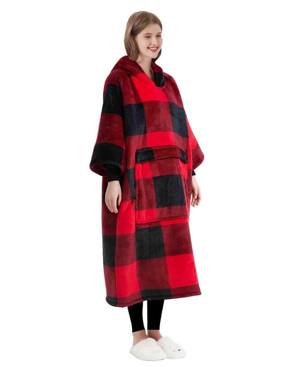 Manta con capucha KFUBUO para adulto largo sherpa en - Imagen 6