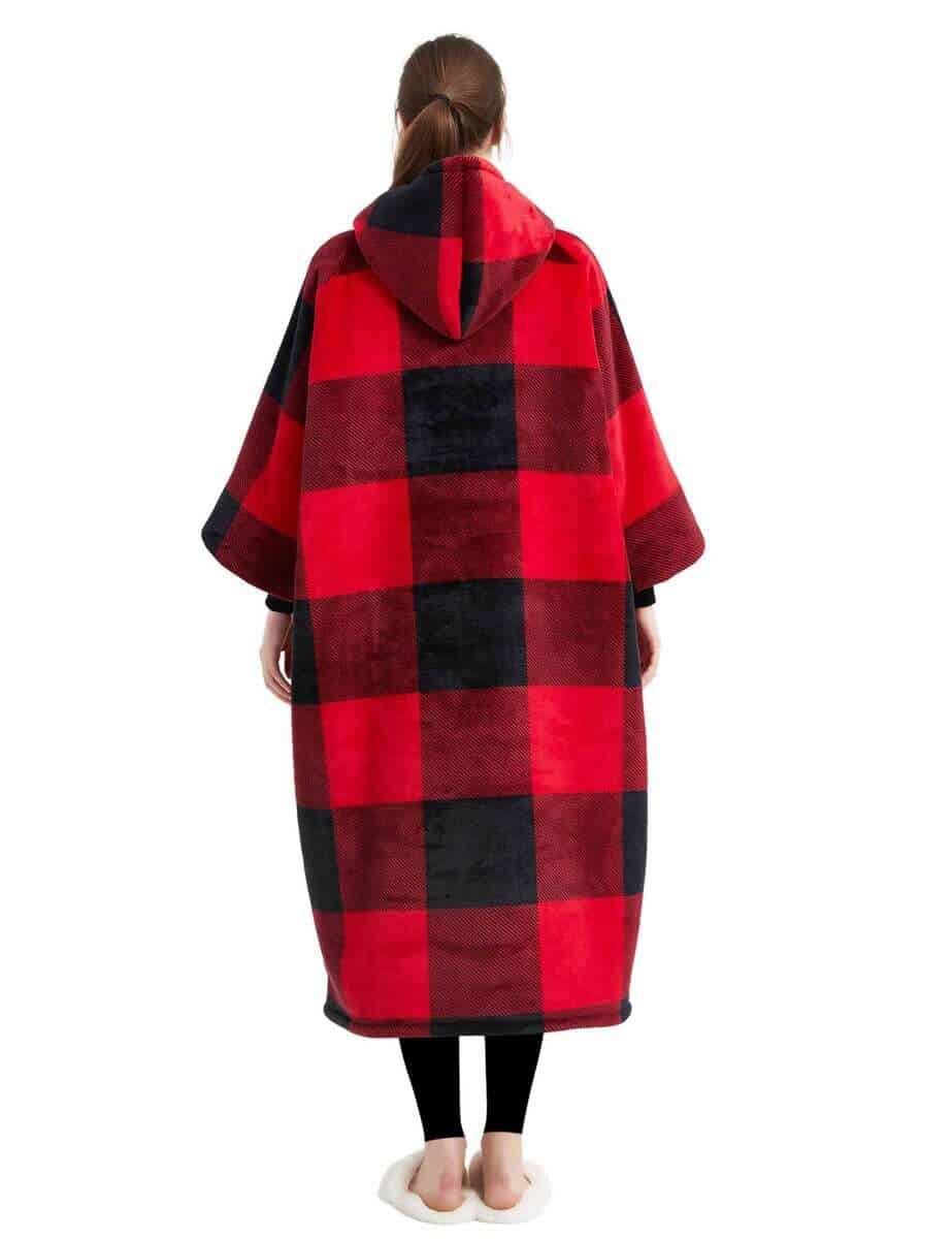 Manta con capucha KFUBUO para adulto largo sherpa en - Imagen 3