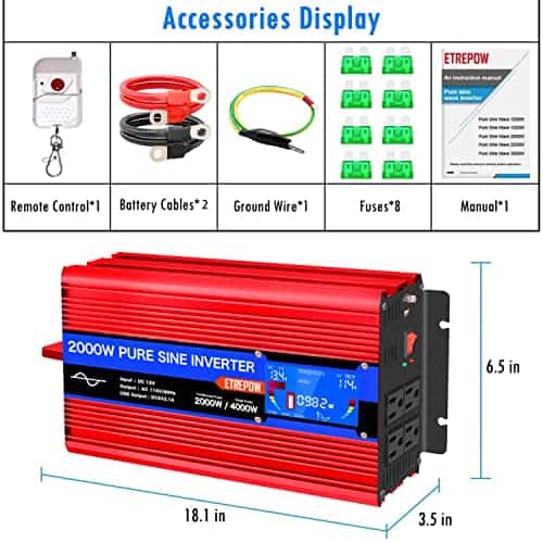Inversor de Onda Sinusoidal Pura ETREPOW 2000W/4000W 12V DC - Imagen 7