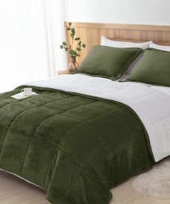 Set de Edredón Sherpa Color Verde Oliva Seward Park Tamaño