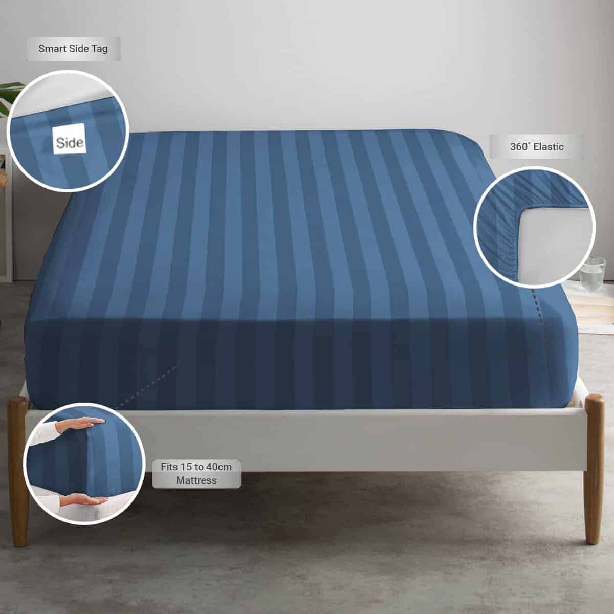 Sábana Ajustable King solo de algodón 100%, 300 hilos de - Imagen 4