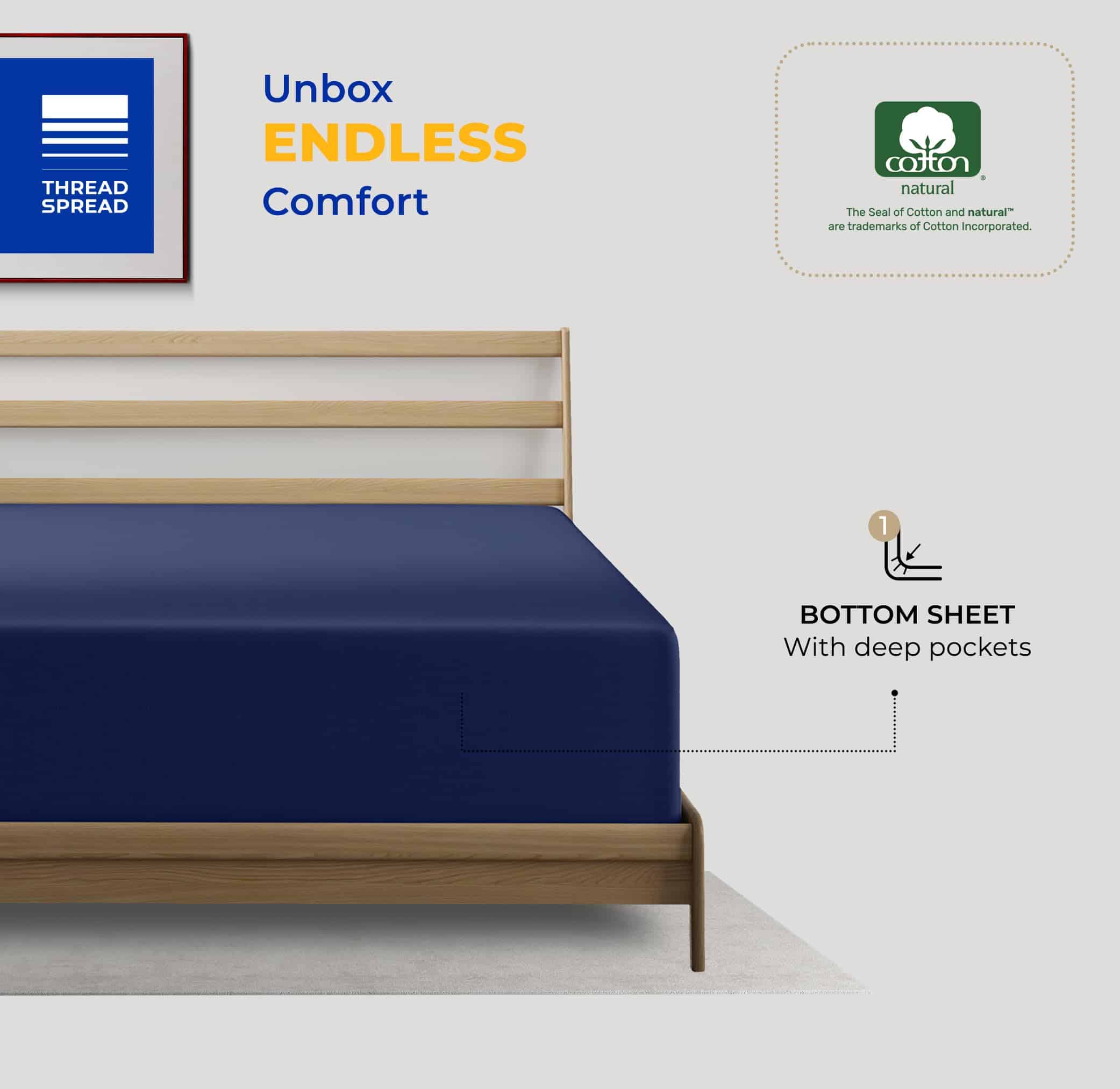 Sábana Ajustable California King THREAD SPREAD -Azul Marino - Imagen 4