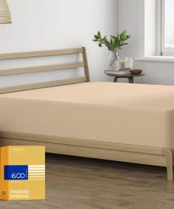 Sábana Ajustable 100% Algodón Egipcio Tamaño -Taupe