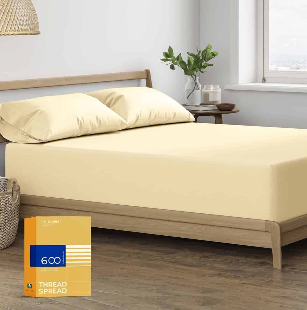 Sábana Ajustable de Tamaño Completo 100% Algodón Egipcio de