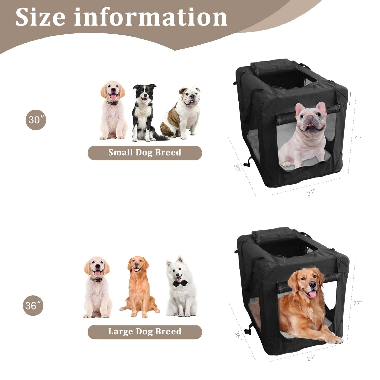Jaula de perro plegable suave ZAKAPAWS, 36'' Kennel - Imagen 5