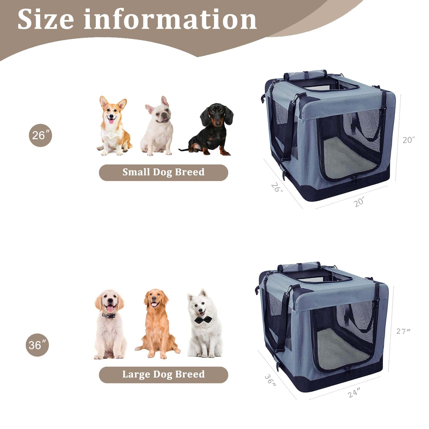 ZAKAPAWS Jaula para Perros Plegable Suave, 36'' Portátil 3 - Imagen 5