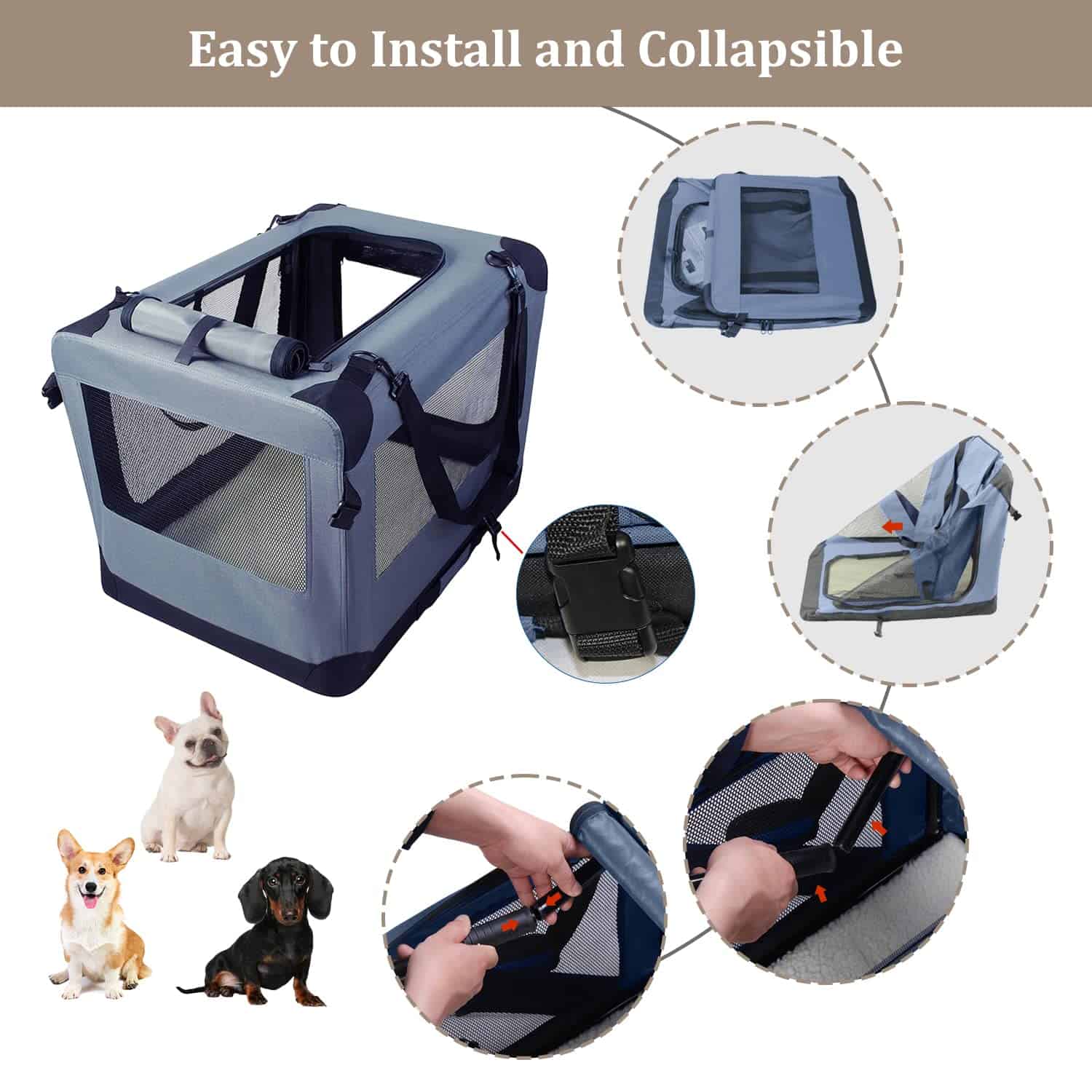 ZAKAPAWS Jaula para Perros Plegable Suave, 36'' Portátil 3 - Imagen 3