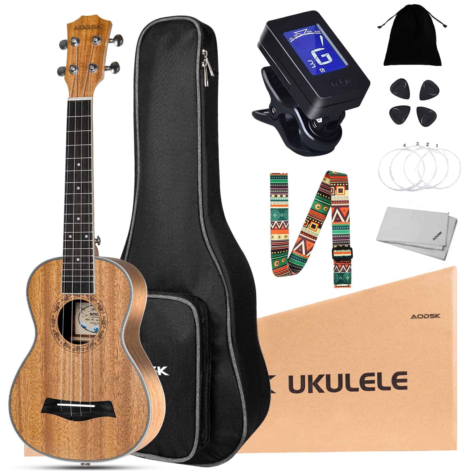 Ukulele AODSK para Kit de Inicio, Ukelele Tenor de Caoba