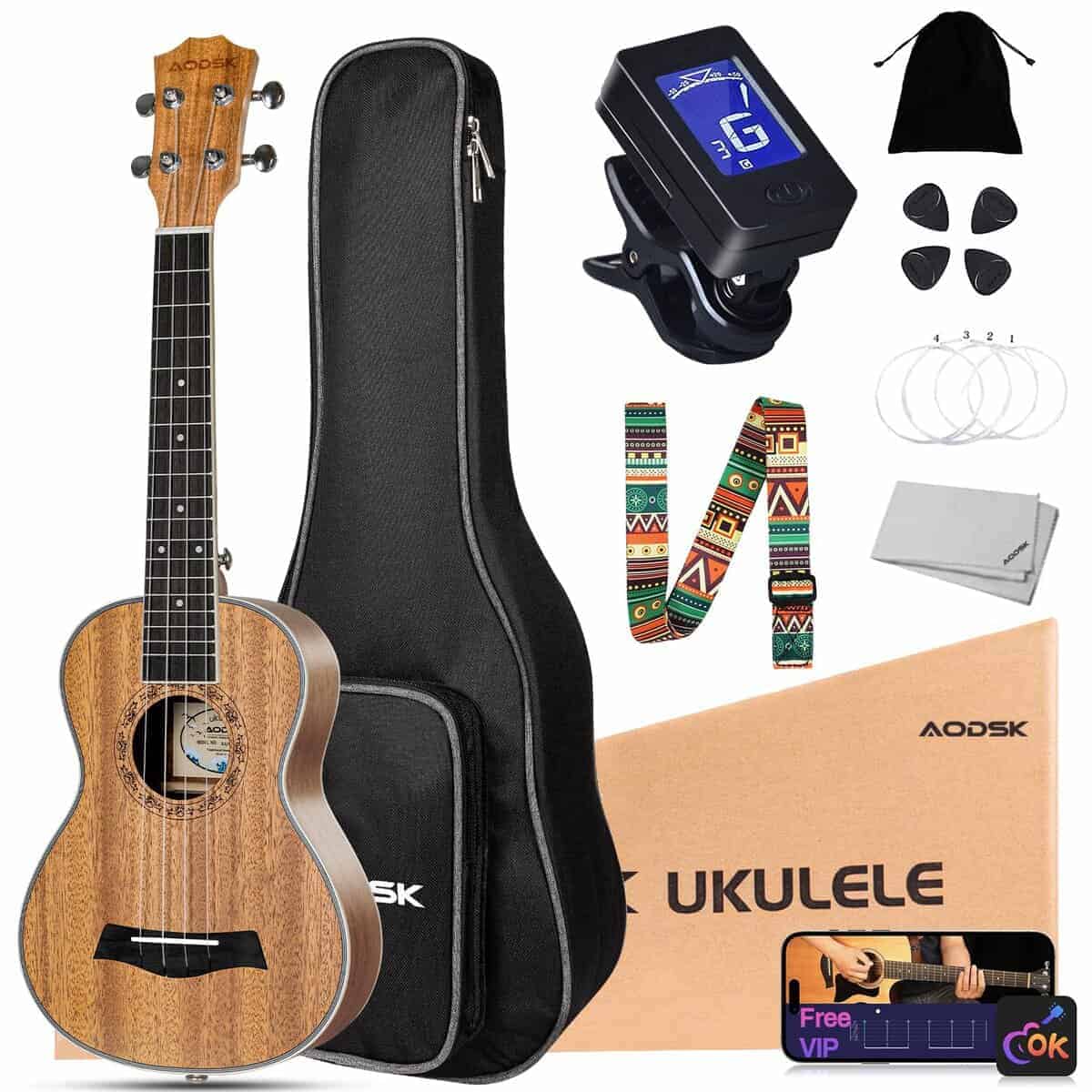 Kit de Inicio de Ukulele AODSK, Ukelele Soprano Kit para