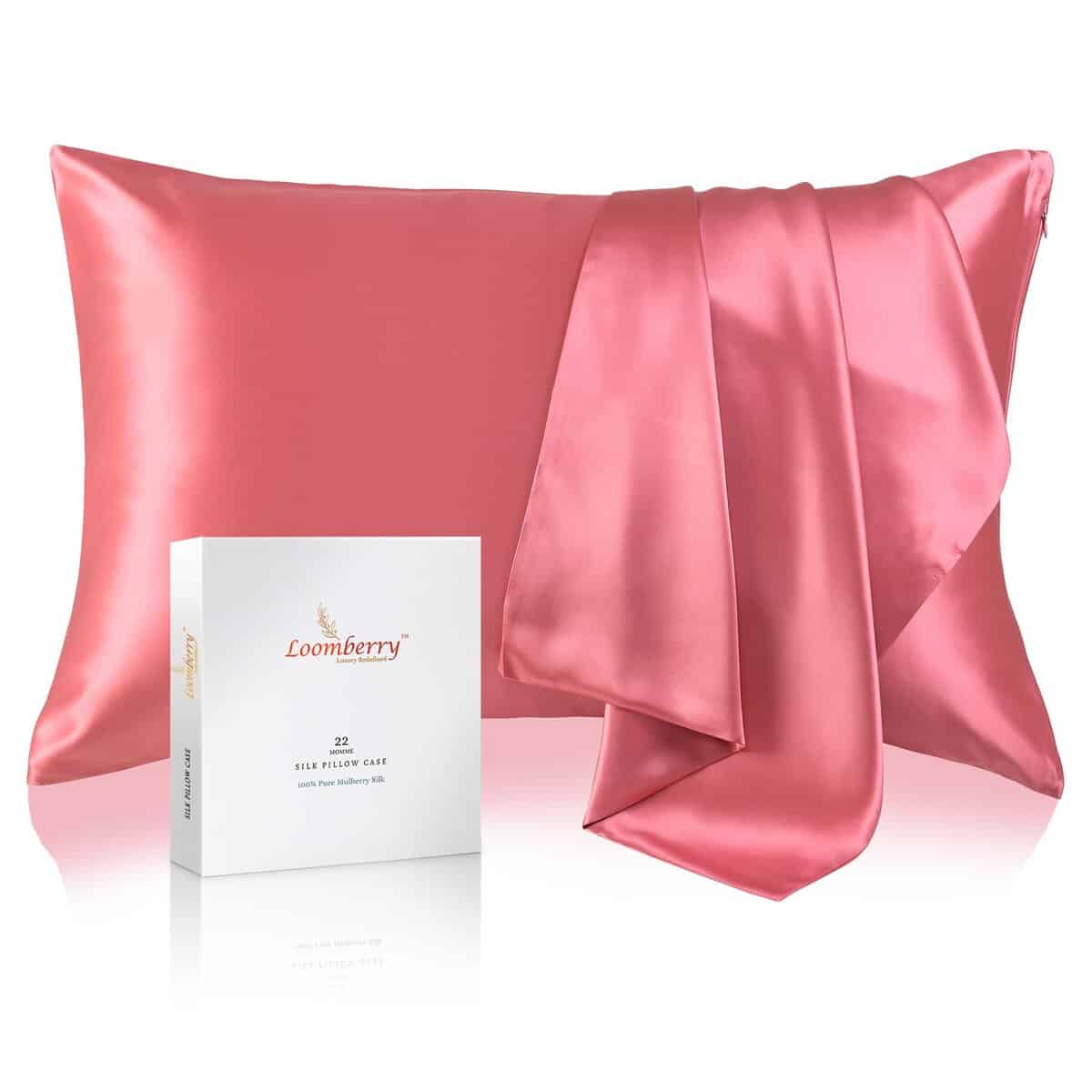 Funda de almohada de seda 100% pura de -Rosa Pink