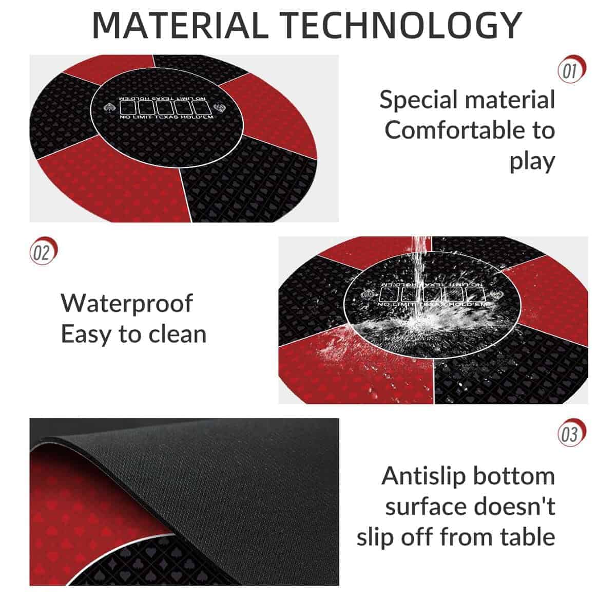 Tapete de póker redondo nuveti de 24/31/47/55 -Rojo - Imagen 4