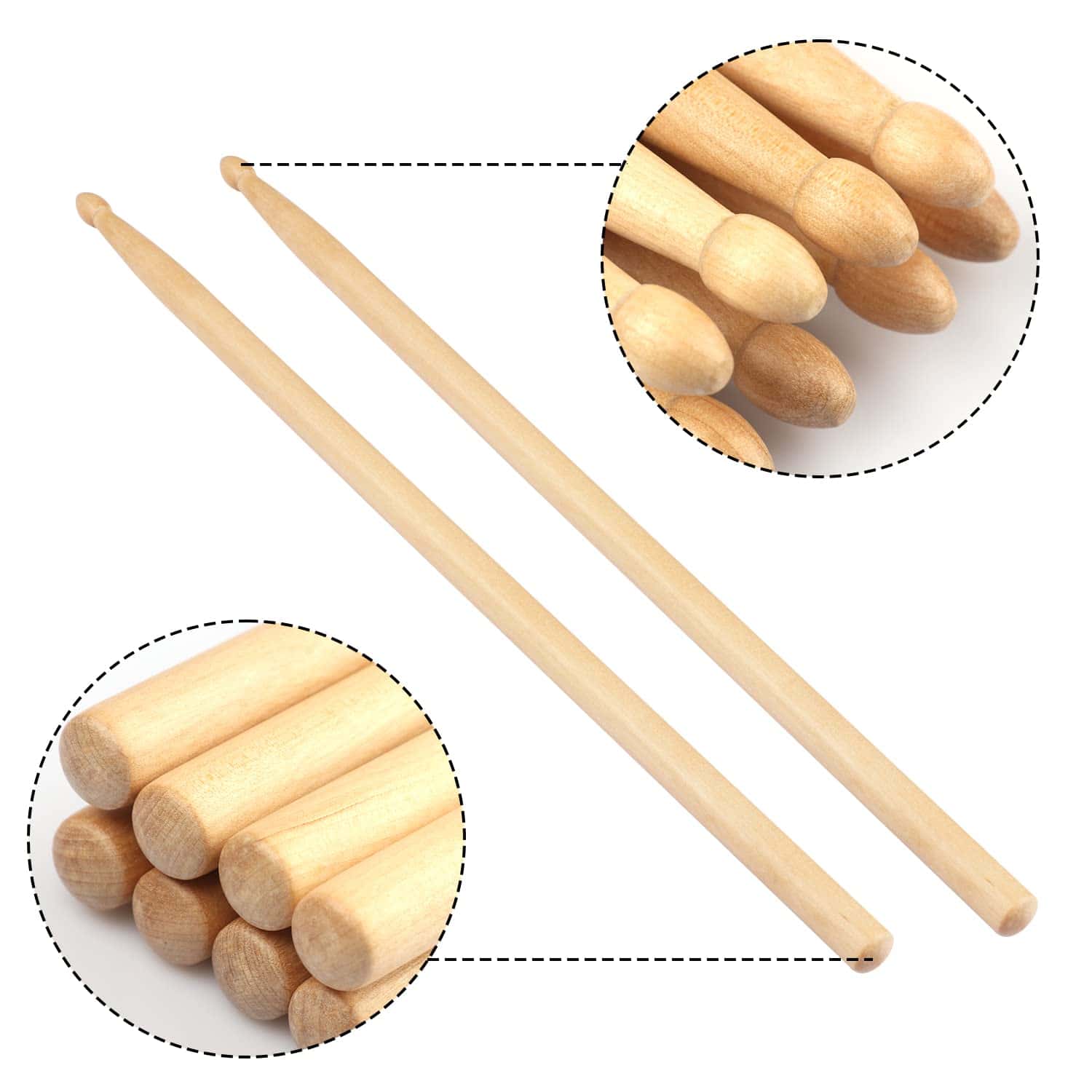 Baquetas de tambor, 12 pares de baquetas 5A, 16 pulgadas, - Imagen 4