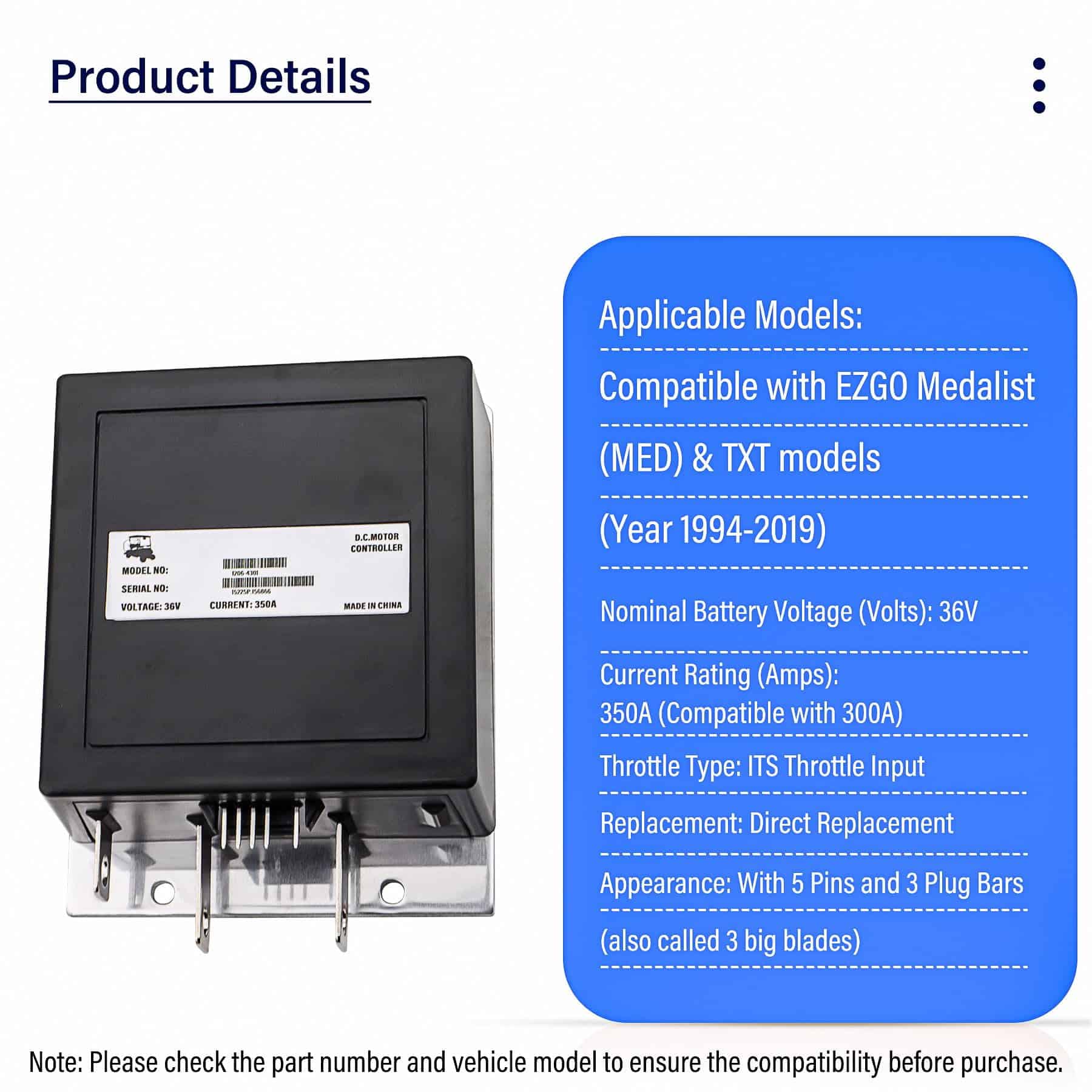 Controlador de Velocidad Curtis 1206-4301 36V 350A 5-Pin - Imagen 9