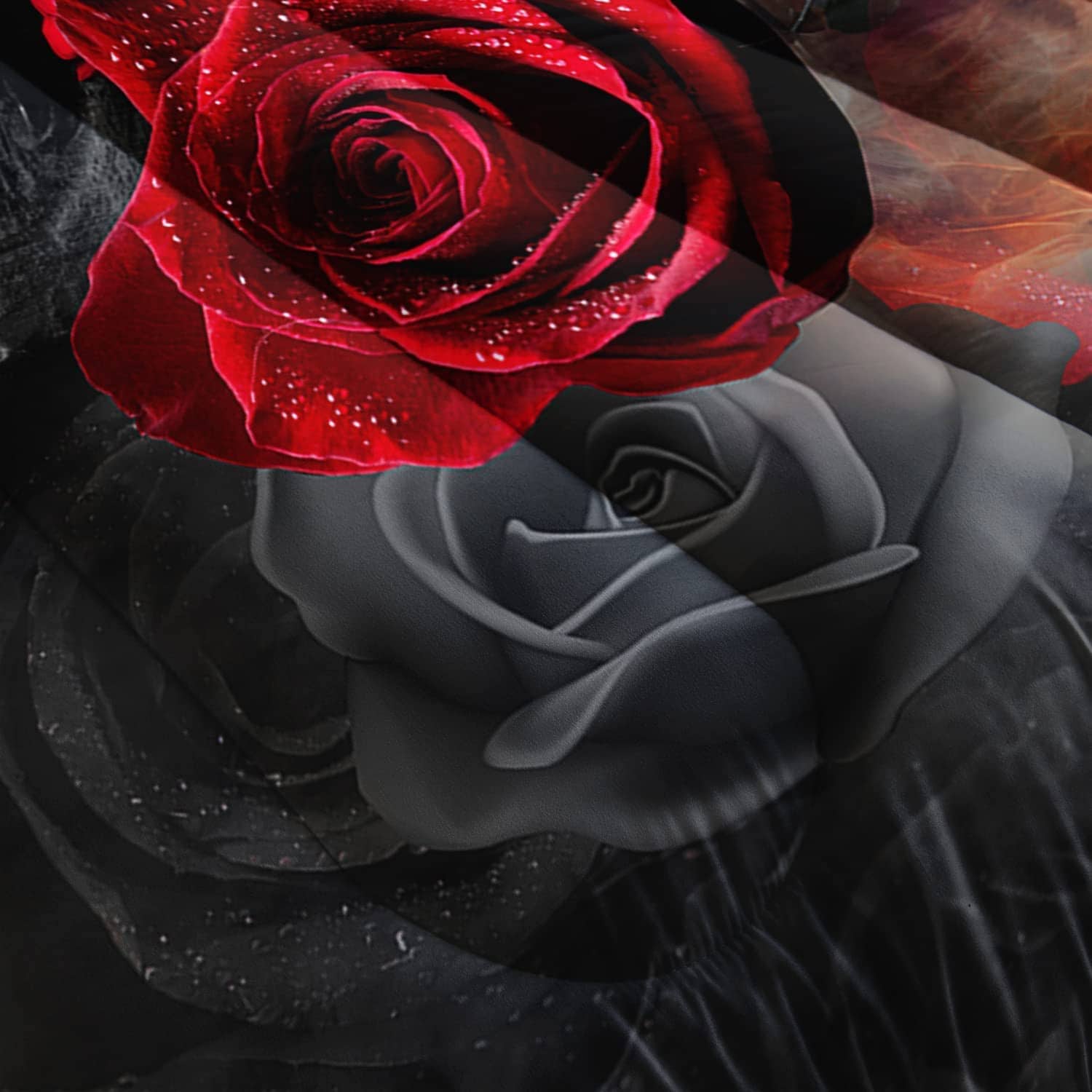 Juego de edredón Suncloris Gótico Calavera, Rojo Rosa Humo - Imagen 5