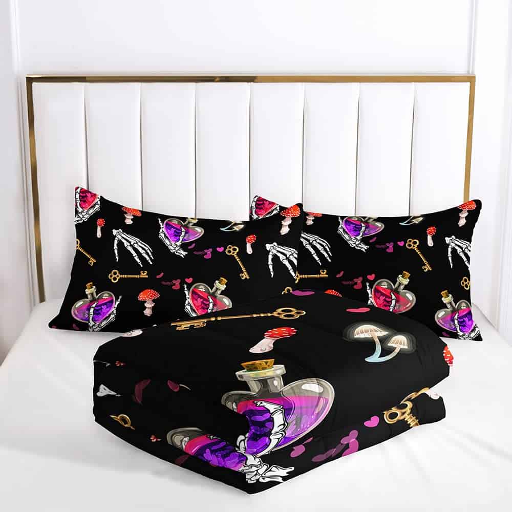 Juego de edredón Suncloris Youth Gothic Spooky Bones, Juego - Imagen 5