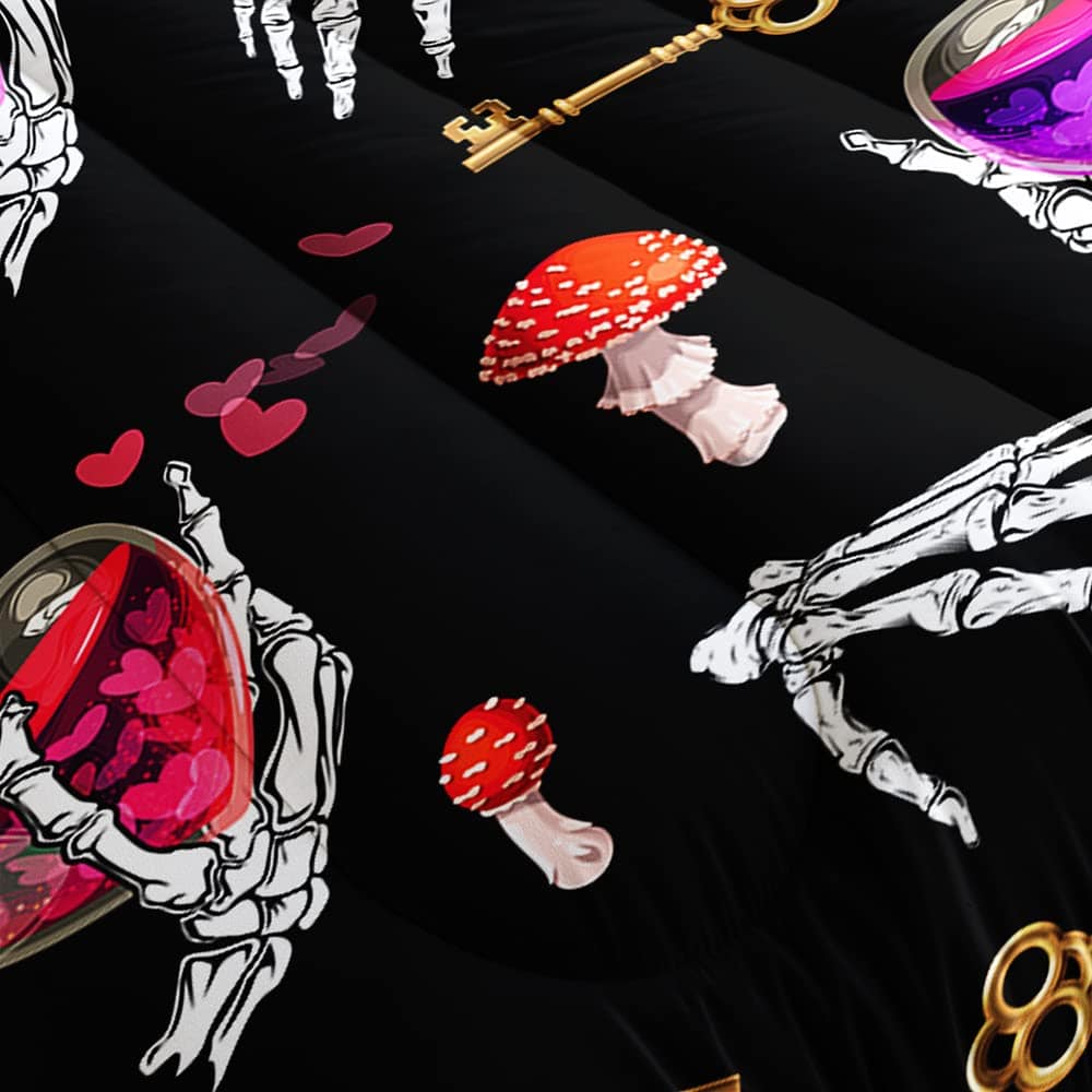 Juego de edredón Suncloris Youth Gothic Spooky Bones, Juego - Imagen 3