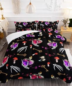 Juego de edredón Suncloris Youth Gothic Spooky Bones, Juego