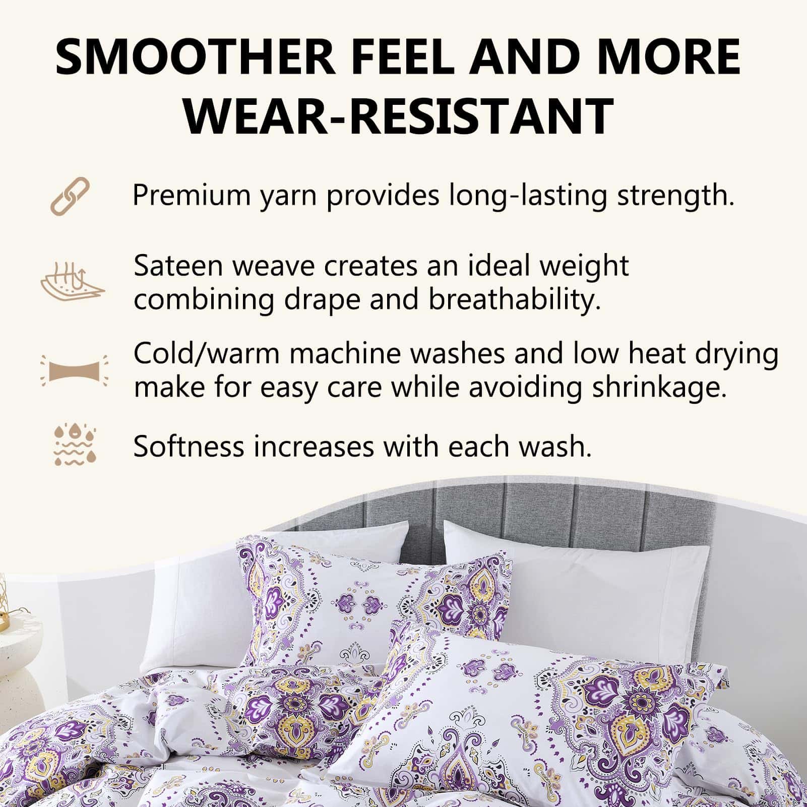 DUOMING Funda de Edredón de Algodón Queen - 100% Algodón - Imagen 7